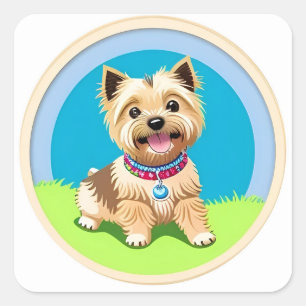 Sticker Carré Magnifique Cartoon Puppy