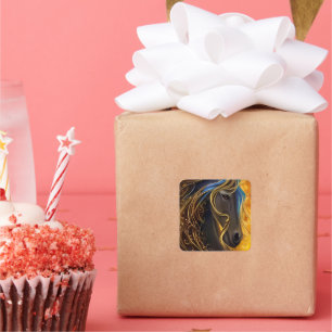 Sticker Carré Magnifique Cheval foncé Triptyque