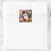 Sticker Carré Magnifique Drag Queen violet orange (Sac)