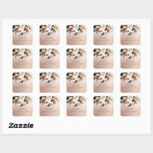 Sticker Carré Magnifique rose à l'huile beige rose mariage (Feuille)