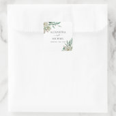 Sticker Carré Magnolia Eucalyptus Aquarelle Mariage élégant (Sac)