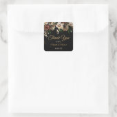 Sticker Carré Magnolia Gold et Black Floral Merci (Sac)