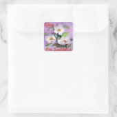 Sticker Carré Magnolias du Sud blanc peint sur Lavender (Sac)