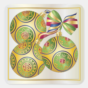 Sticker Carré Mah Jongg Ornements de Noël