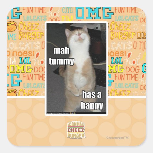Sticker Carré Mah tummy est heureux (Devant)