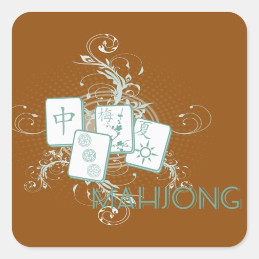 Sticker Carré mahjong bleu (Devant)