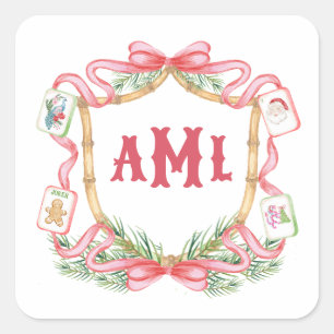 Sticker Carré Mahjong de Noël Monogramme