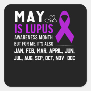 Sticker Carré Mai est le mois de sensibilisation Lupus Ruban vio