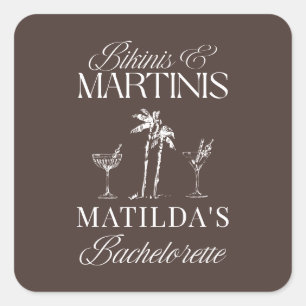 Sticker Carré Maillots de bain et martinis Élégante soirée de cé
