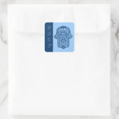 Sticker Carré Main de henné de Hamsa (bleu) (Mariage) (Sac)