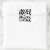 Sticker Carré Main noire avec panneau crâne 2 (Sac)