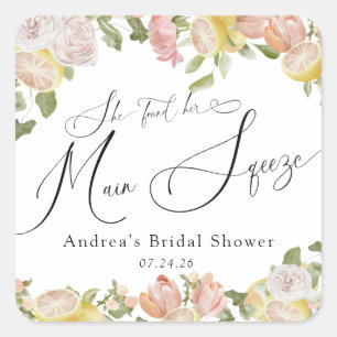 Sticker Carré Main Squeeze   Agrumes   Floral Rose 