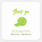 Sticker Carré Main Squeeze Green Lime Bridal Shower Favor Thanks (Devant)