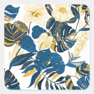 Sticker Carré Main Tropicale tirée : Motif créatif sans couture