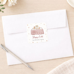 Sticker Carré Main Whimsical tiré Printemps Pâques Brunch