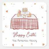 Sticker Carré Main Whimsical tiré Printemps Pâques Brunch (Devant)