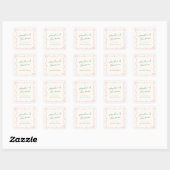 Sticker Carré Main Whimsical Tirée Mariage vert et rose (Feuille)