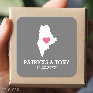 Sticker Carré Maine Accueil Amour de l'état avec le coeur person