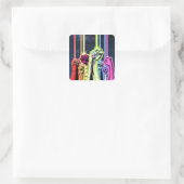 Sticker Carré Mains dans l'air avec anneaux -Couleur (Sac)