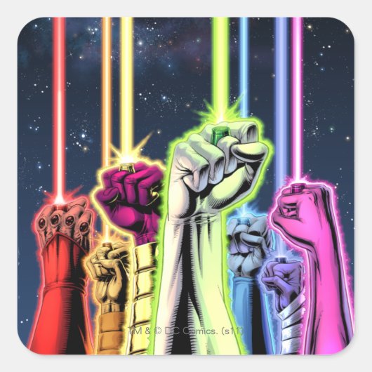 Sticker Carré Mains dans l'air avec anneaux -Couleur (Devant)