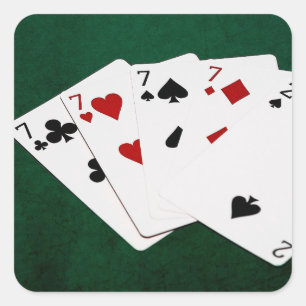 Sticker Carré Mains de poker - Quatre d'une sorte - Sept et deux