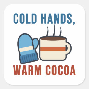 Sticker Carré Mains Froides Chaude Cacao Mitaines Drôle d'Hiver