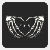 Sticker Carré Mains gothiques squelette personnalisées Forme de (Devant)