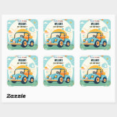 Sticker Carré maintenant garçon joli golf trou dans un premier 1 (Feuille)