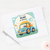 Sticker Carré maintenant garçon joli golf trou dans un premier 1 (Enveloppe)