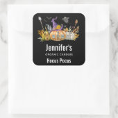 Sticker Carré Maison Citrouille hantée avec Fantôme & Chandelles (Sac)