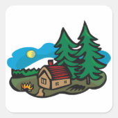 Sticker Carré Maison Dans Les Bois (Devant)