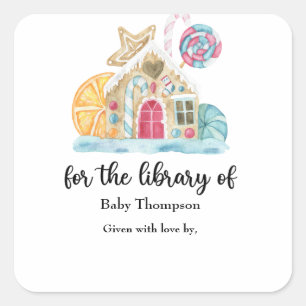 Sticker Carré Maison de biscuits de Noël - ex-libris pour baby s