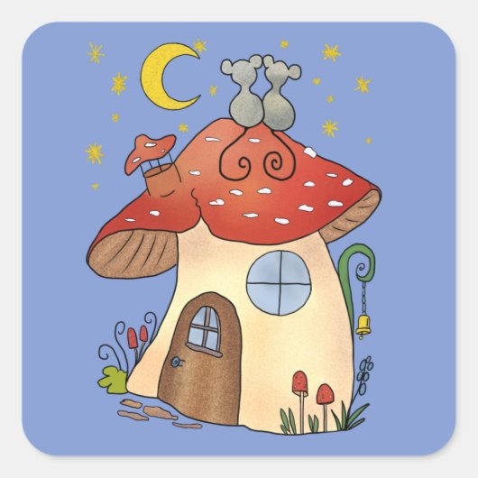 Sticker Carré Maison de souris (Devant)