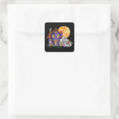 Sticker Carré Maison d'Halloween (Sac)