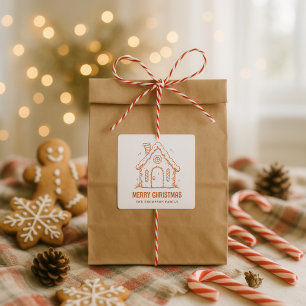 Sticker Carré Maison en pain d'épices de Whimsical Joyeux Noël