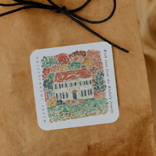 Sticker Carré Maison Georgienne automnale de Thanksgiving à l'aq