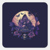 Sticker Carré Maison gothique pourpre foncé (Devant)