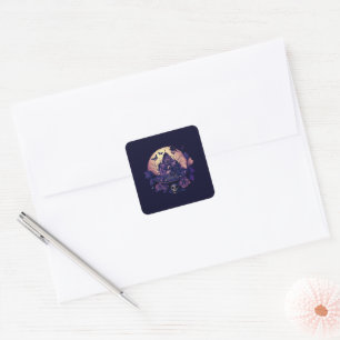 Sticker Carré Maison gothique pourpre foncé