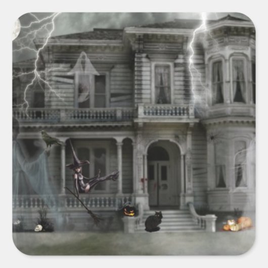 Sticker Carré Maison hantée (Devant)