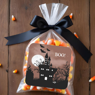 Sticker Carré Maison hantée d'Halloween