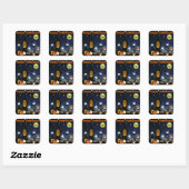 Sticker Carré Maison hantée joyeuse Halloween (Feuille)