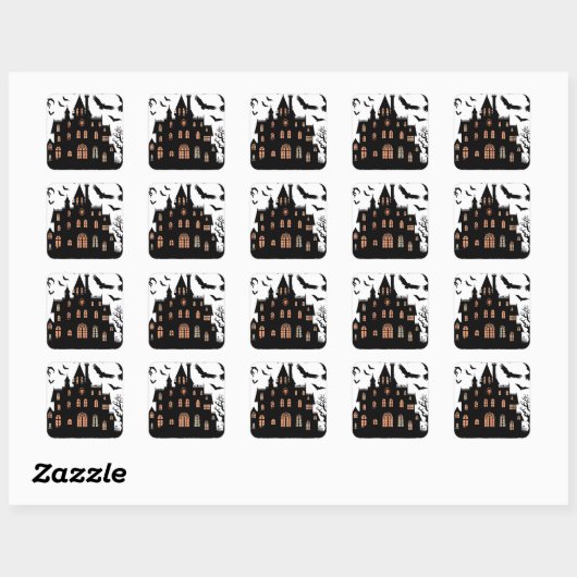 Sticker Carré Maison haunted (Feuille)