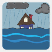 Sticker Carré Maison inondée (Devant)