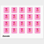 Sticker Carré Maison Monster Rose Cute (Feuille)