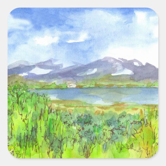 Sticker Carré Maison Mountain Lake (Devant)