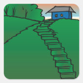 Sticker Carré Maison Sur Green Hill (Devant)