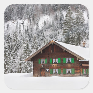Sticker Carré Maison traditionnelle en bois en Bavière autocolla