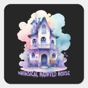 Sticker Carré Maison Whimsical Haunted