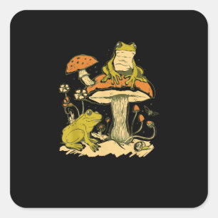 Sticker Carré Maisonnette Champignon Grenouille Esthétique Cotta