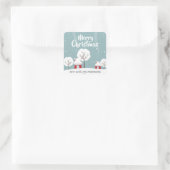 Sticker Carré Maisons de neige et arbres Noël (Sac)